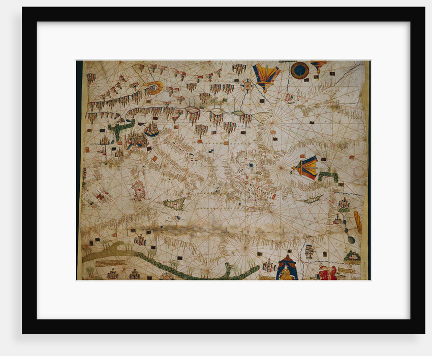 Nautical chart of the Mediterranean Sea and the Black Sea, 1440s by Pere Rossell