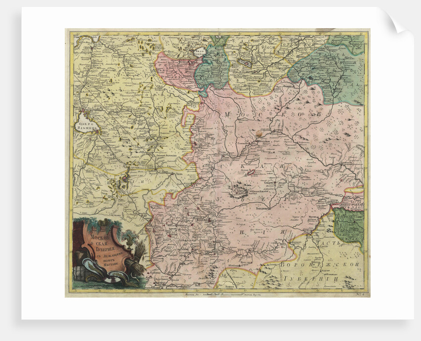 Map of Moscow governorate and parts of nearest provinces, 1745 by Anonymous master