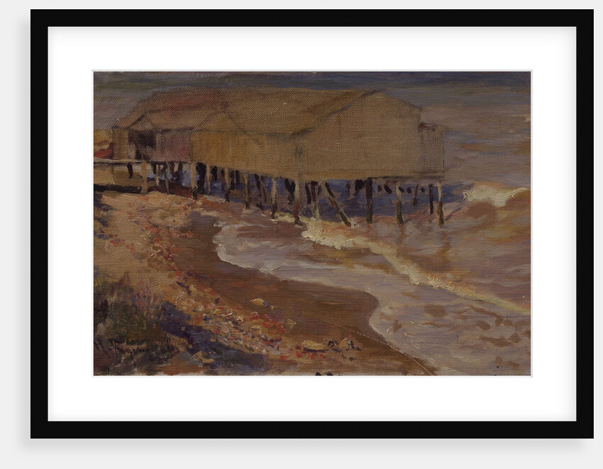 A bath house at the beach by Nikolai Dmitrievich Kuznetsov