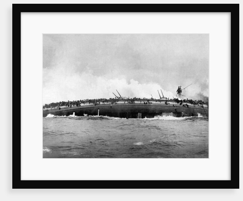 The german armoured cruiser SMS Blücher sinks after receiving multiple hits from British warships at by Anonymous