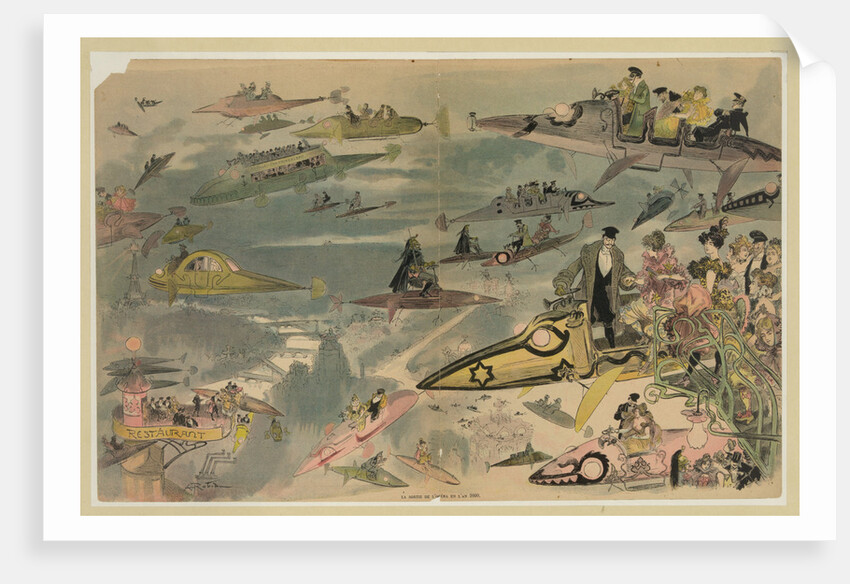 The exit of the opera in the year 2000 (Le Sortie de lopéra en lan 2000) by Albert Robida