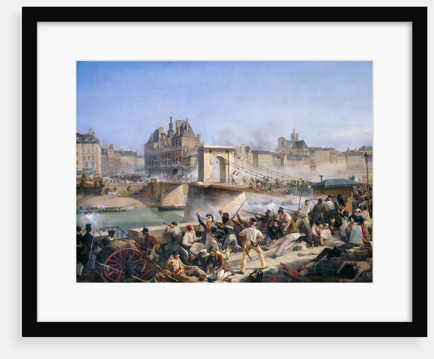 Attack on the Hotel de Ville and Combat on the Pont d?Arcole, July 28, 1830 by Amédée Bourgeois