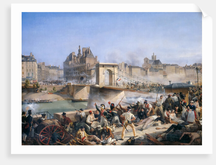 Attack on the Hotel de Ville and Combat on the Pont d?Arcole, July 28, 1830 by Amédée Bourgeois