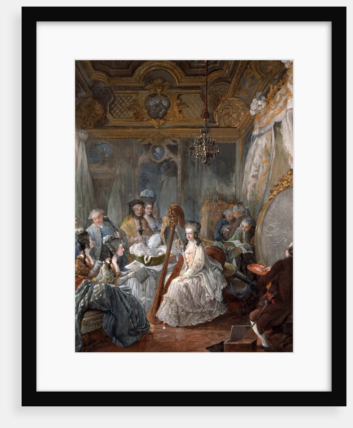 Marie Antoinette playing the harp by Jean-Baptiste André Gautier Dagoty
