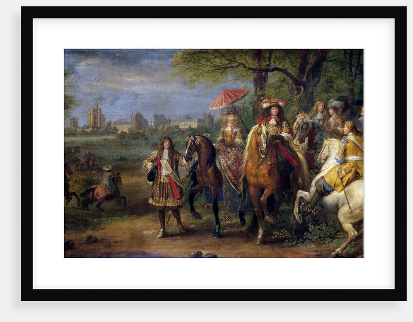 Chateau de Vincennes with Louis XIV and Marie Therese with their Court in 1669 by Adam Frans van der Meulen