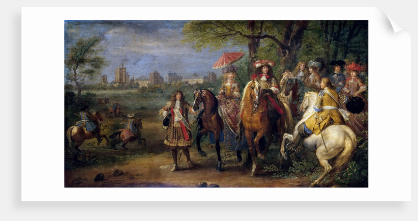 Chateau de Vincennes with Louis XIV and Marie Therese with their Court in 1669 by Adam Frans van der Meulen