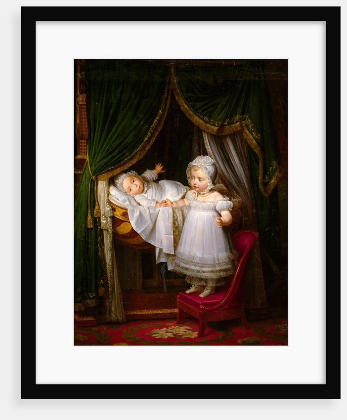 Henri of Artois, Count of Chambord, duc de Bordeaux in his cradle with his sister Louise Marie Thérè by Louis Hersent