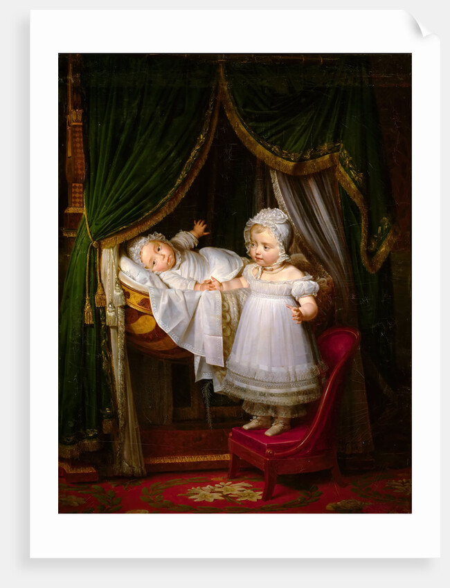 Henri of Artois, Count of Chambord, duc de Bordeaux in his cradle with his sister Louise Marie Thérè by Louis Hersent