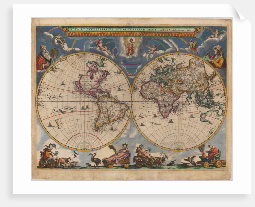 Double hemisphere map of the World by Joan Blaeu
