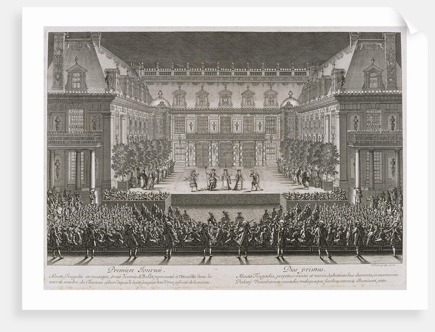 Jean-Baptiste Lullys opera Alceste being performed in the marble courtyard at the Palace of Versail by Jean Le Pautre