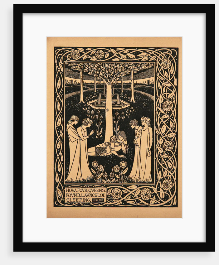 How Four Queens Found Lancelot Sleeping. Illustration to the book Le Morte dArthur by Sir Thomas by Aubrey Beardsley
