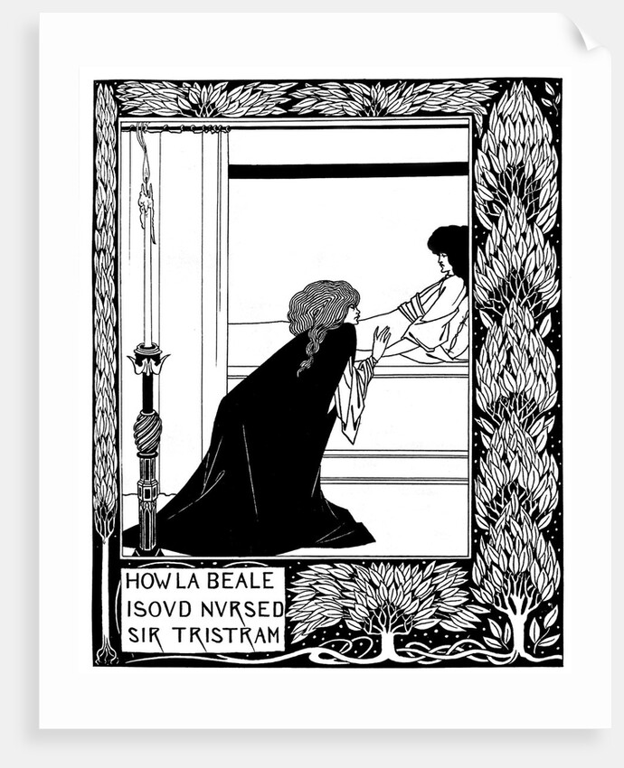 How La Beale Isoud Nursed Sir Tristram. Illustration to the book Le Morte dArthur by Sir Thomas M by Aubrey Beardsley