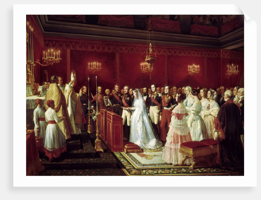 Marriage of Princess Victoria of Saxe-Coburg and Prince Louis, Duke of Nemours at Saint-Cloud, 27 Ap by Henri Félix Emmanuel Philippoteaux