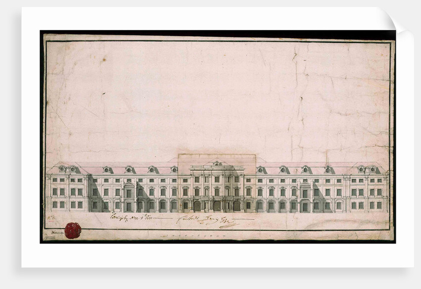 Ludwigsburg Palace. Facade design of the north wing by Anonymous