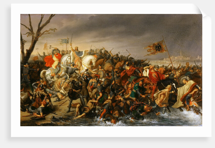 Lothair of France defeats Emperor Otto II on the banks of the Aisne, October 978 by Charles-Barthelemy-Jean Durupt