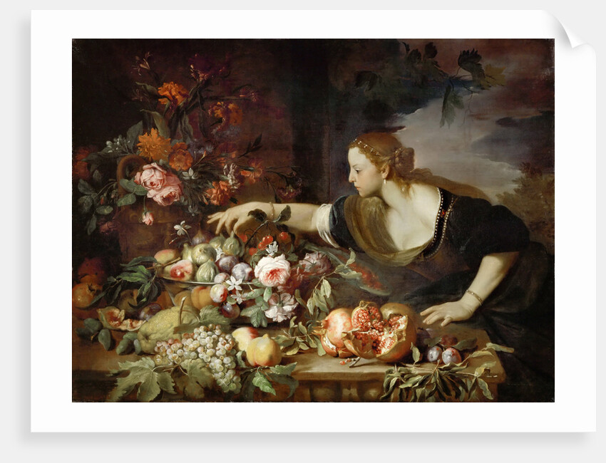 Woman taking fruit by Abraham Brueghel
