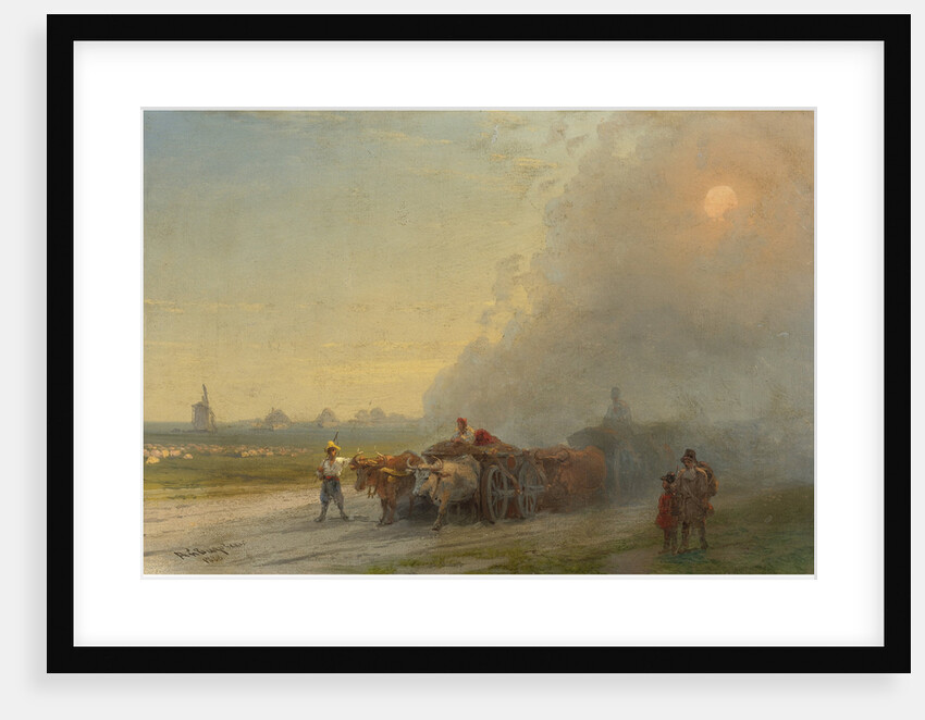 Ox-carts in the Ukrainian Steppe by Ivan Konstantinovich Aivazovsky