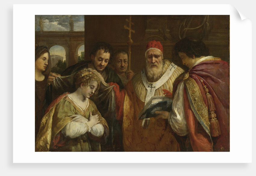 Saint Domitilla receiving the veil from Pope Clement I by Pietro da Cortona