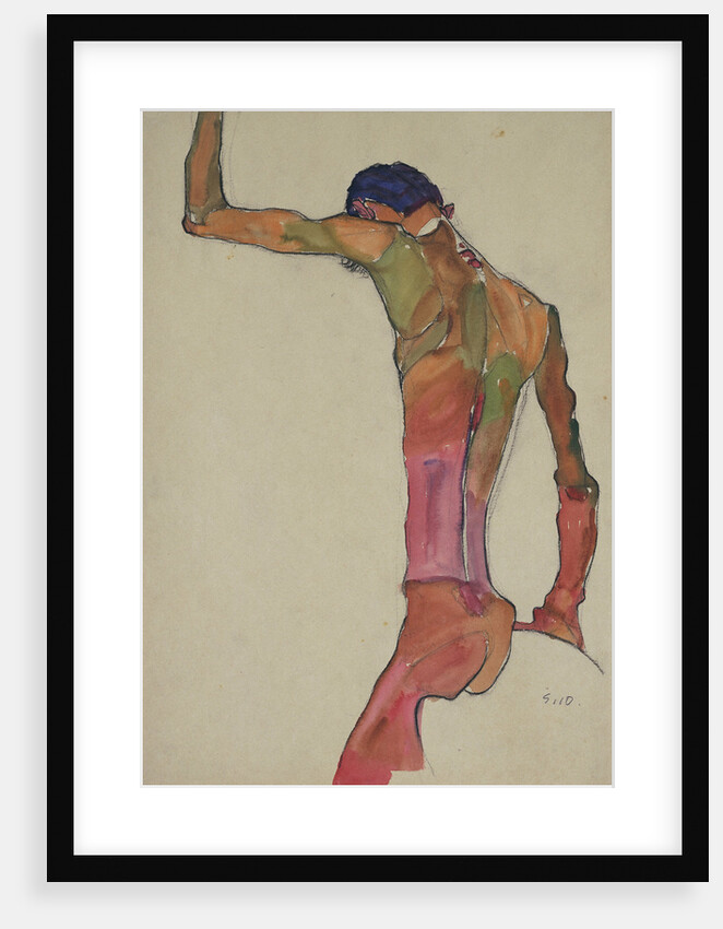 Male Nude with Arm Raised by Egon Schiele