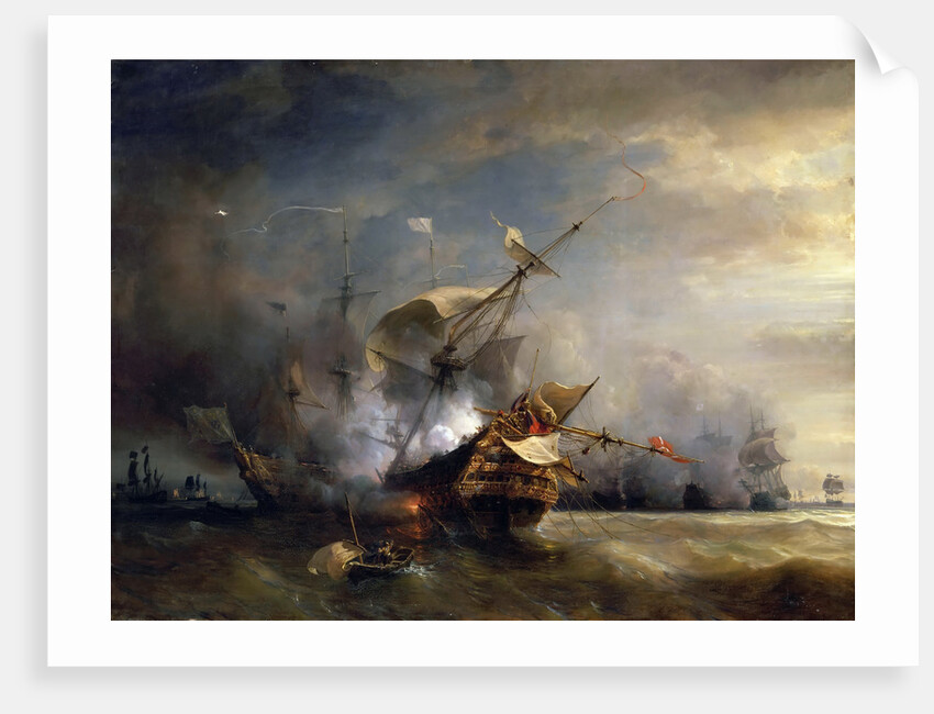 The naval Battle near Lizard Point, Cornwall on 21 October 1707 by Théodore Gudin
