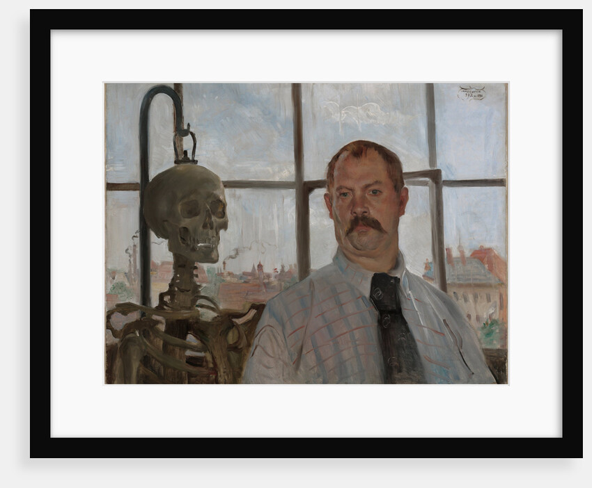 Selfportrait with skeleton by Lovis Corinth