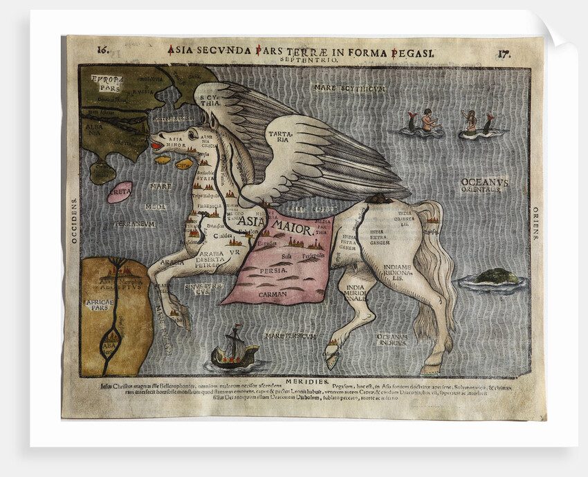 Asia Secunda Pars Terrae in Forma Pegasi (Asia in the Form of Pegasus) by Heinrich Bünting