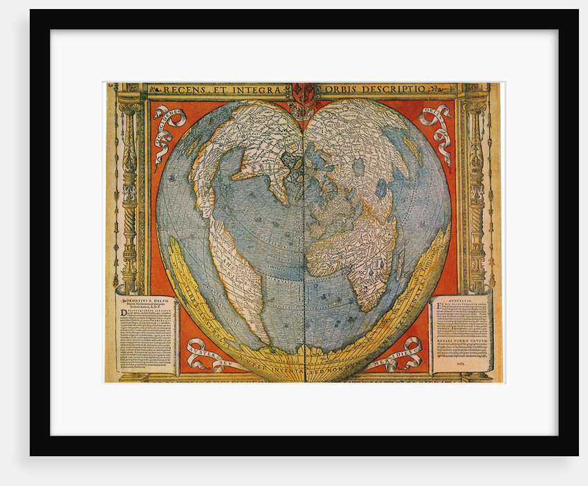 Heart Shaped World Map by Oronce Fine