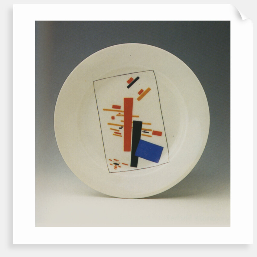 Plate with suprematist decoration by Kasimir Severinovich Malevich
