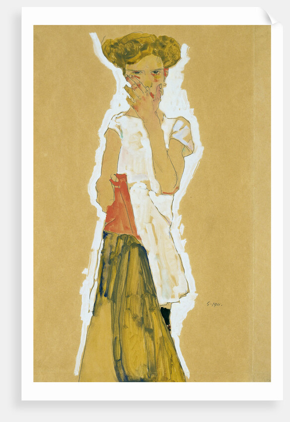 Standing Girl in White Petticoat by Egon Schiele