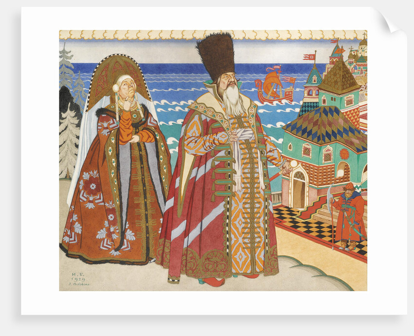 Illustration for the Fairy tale of the Tsar Saltan by A. Pushkin by Ivan Yakovlevich Bilibin