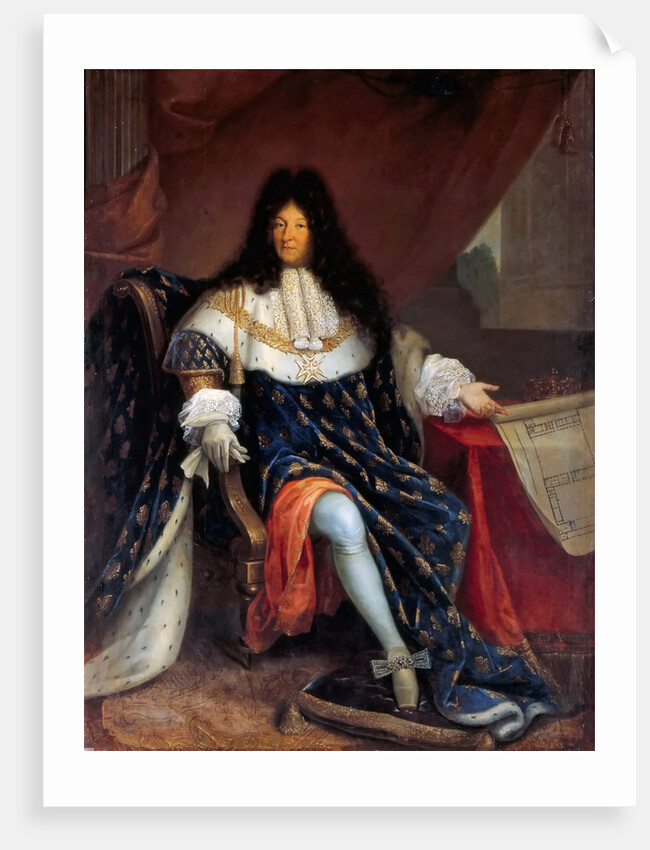 Portrait of Louis XIV Holding the Plan for the Maison Royale de Saint-Louis at Saint-Cyr by Nicolas-René Jollain