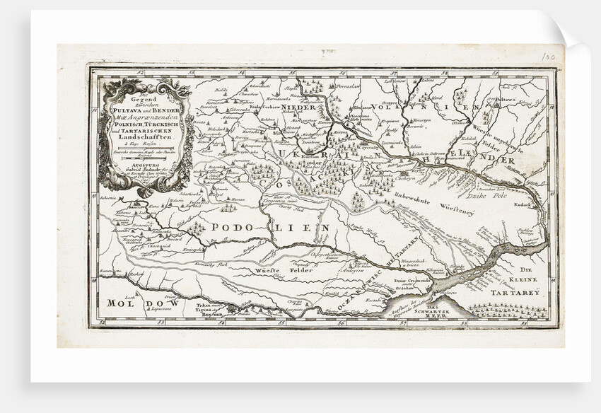Map showing both Poltava and Bender by Gabriel Bodenehr the Elder