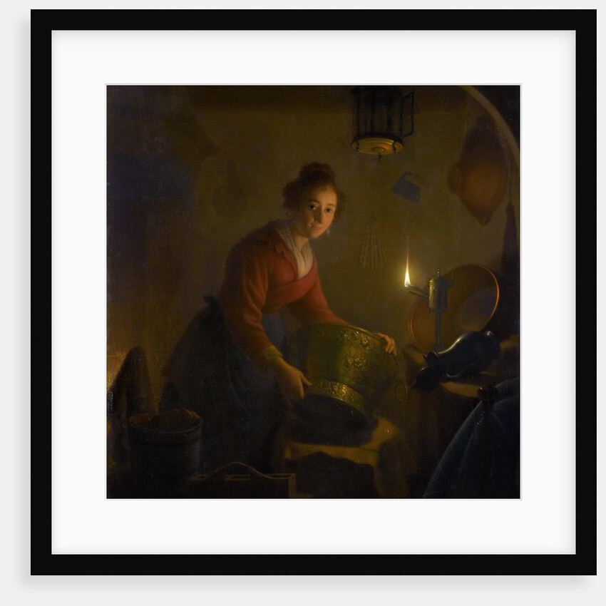 Woman in a Kitchen by Candlelight by Michiel Versteegh