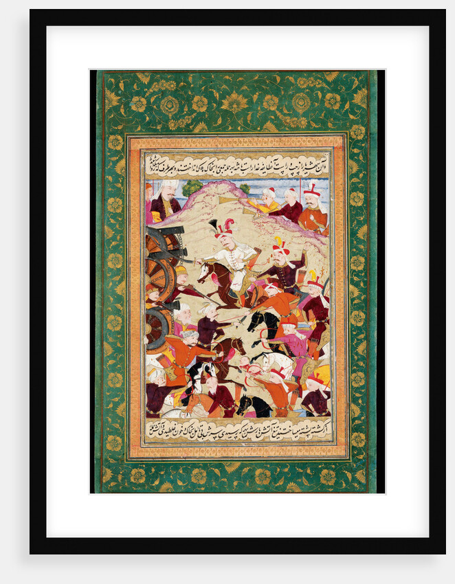 Shah Ismail I at the Battle of Chaldiran by Iranian master