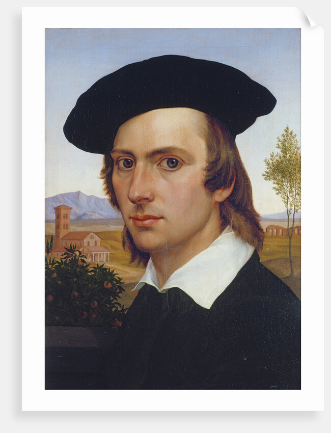 Self-Portrait with Beret before a Roman Landscape by Johann David Passavant