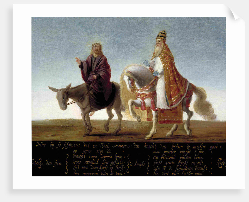 Christ on a donkey, the pope on horseback by Anonymous