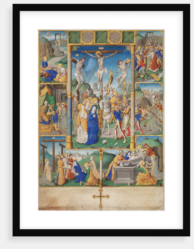 The Crucifixion with Six Scenes from the Passion of Christ by Master of Jacques de Besançon