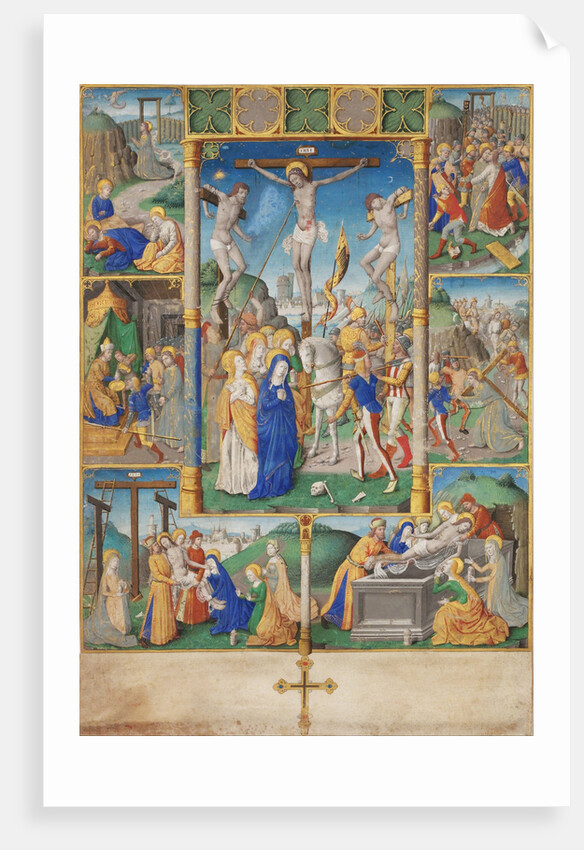 The Crucifixion with Six Scenes from the Passion of Christ by Master of Jacques de Besançon