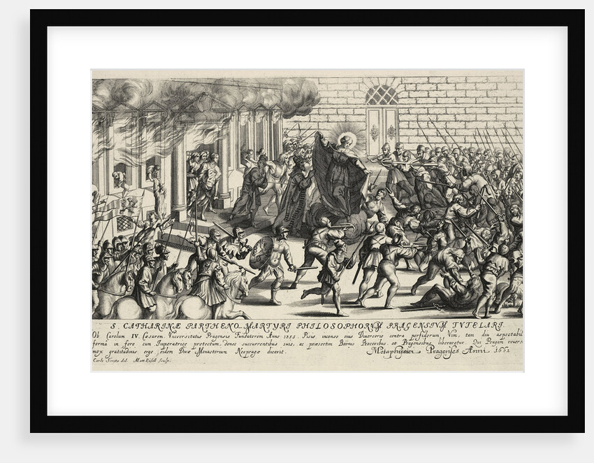 Saint Catherine protects Charles IV during the Pisan popular revolt in May 1355 by Matthäus Küsel
