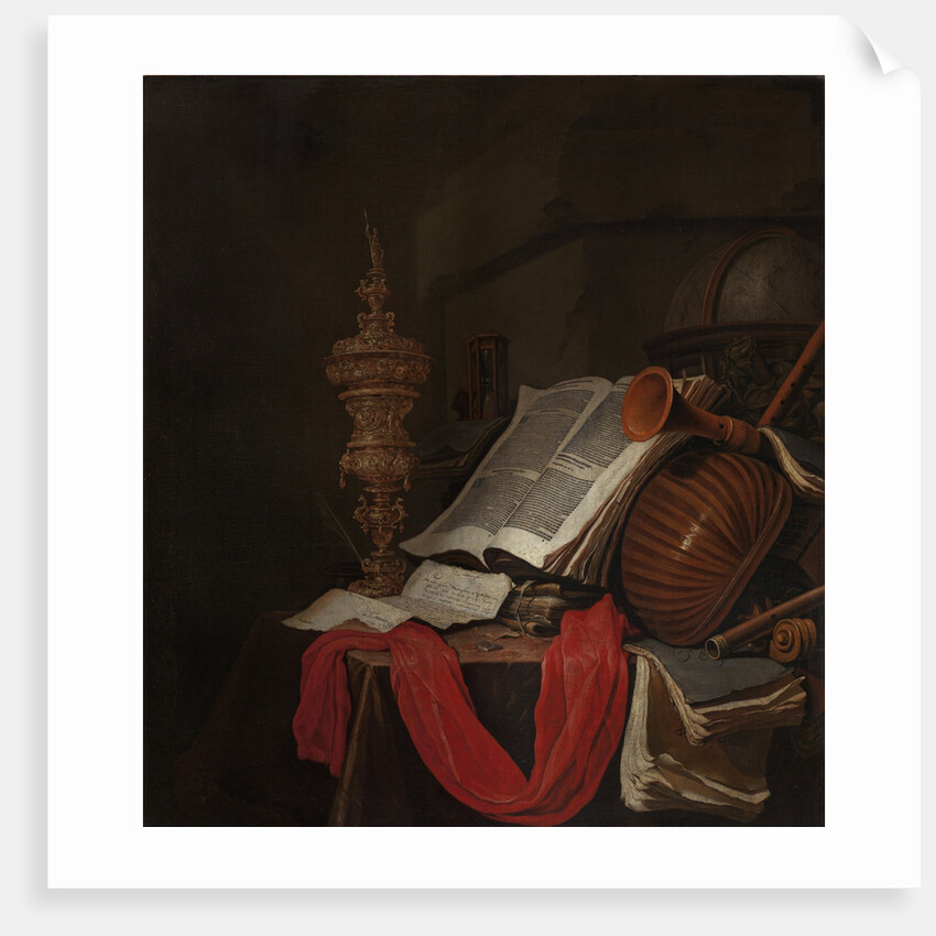 Still life with musical instruments and books (Vanitas) by Jan Vermeulen