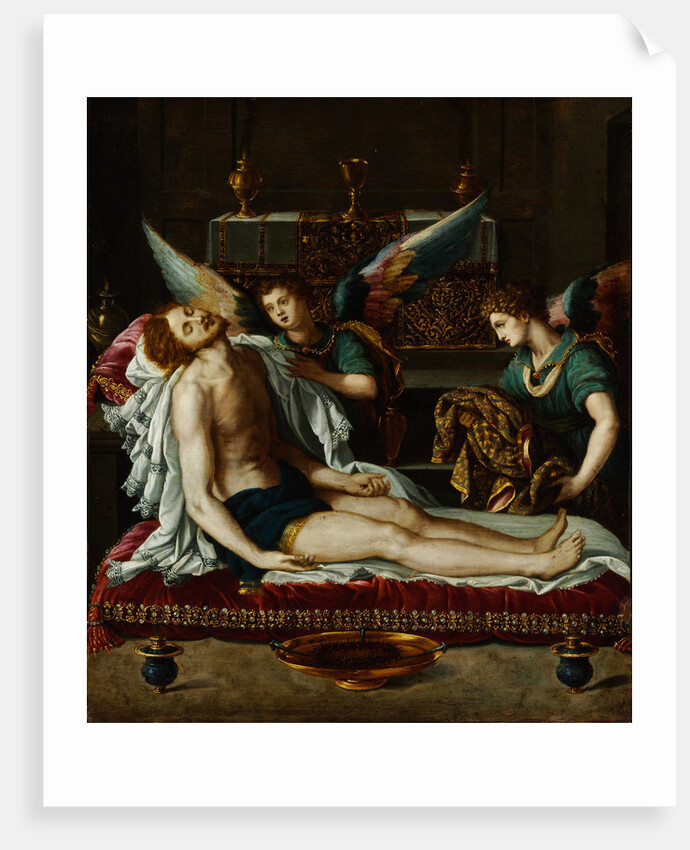 The Body of Christ Anointed by Two Angels by Alessandro Allori