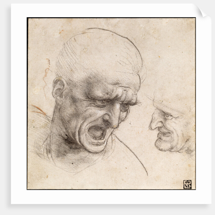 Study of Two Warriors Heads for the Battle of Anghiari by Leonardo da Vinci