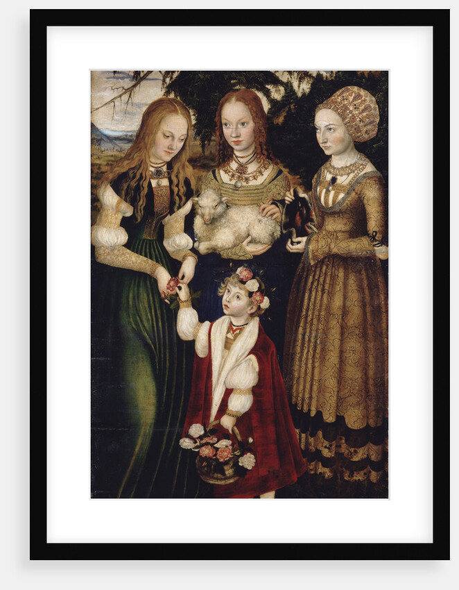 Altarpiece with the Martyrdom of Saint Catharine, left wing: The Saints Dorothea, Agnes and Cunigund by Lucas Cranach the Elder