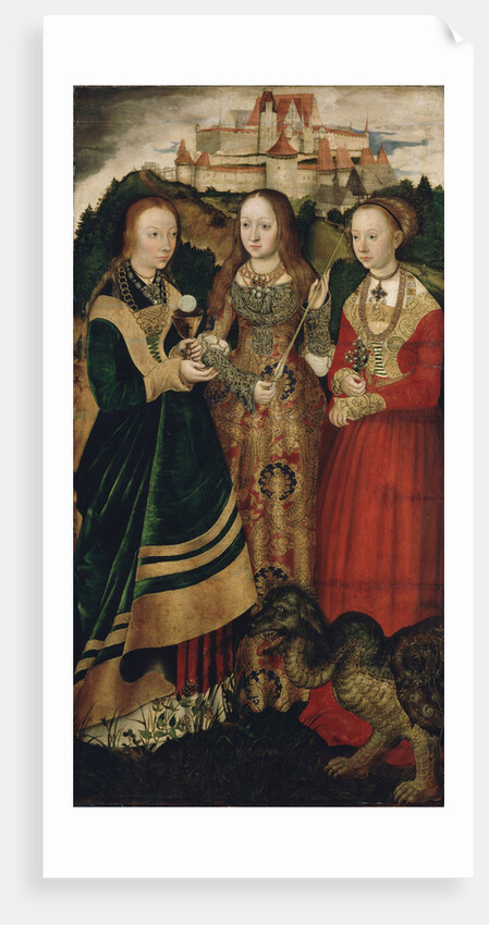 Altarpiece with the Martyrdom of Saint Catharine, right wing: The Saint Barbara, Ursula and Margaret by Lucas Cranach the Elder