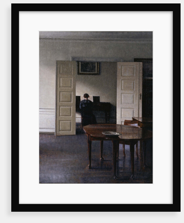 Interior with Ida Playing the Piano by Vilhelm Hammershøi