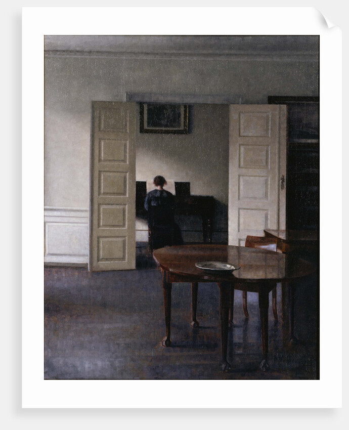 Interior with Ida Playing the Piano by Vilhelm Hammershøi