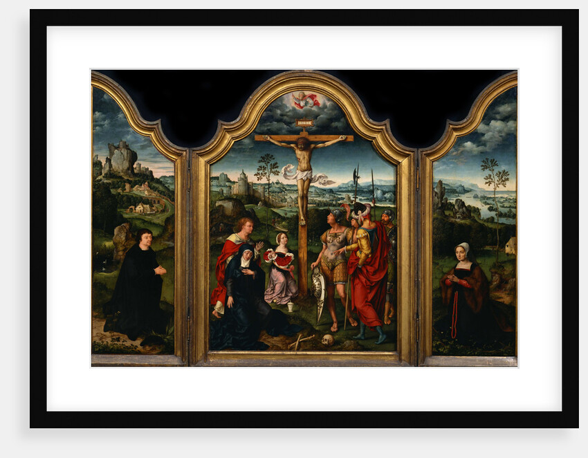 Triptych: The Crucifixion with Donor and His Wife by Joos van Cleve