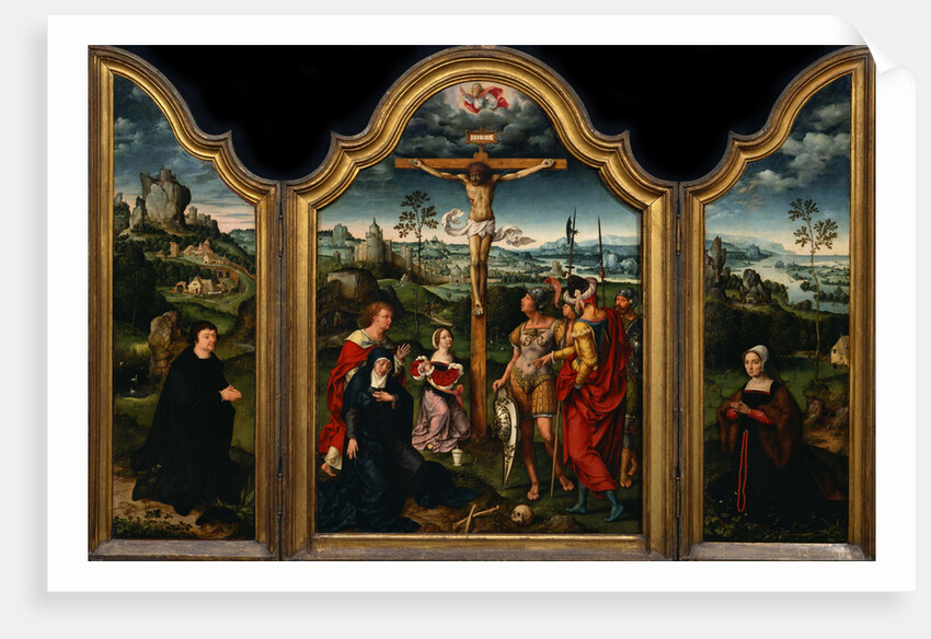 Triptych: The Crucifixion with Donor and His Wife by Joos van Cleve