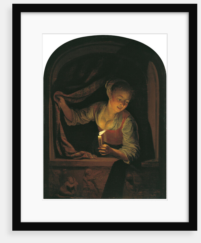 Woman with a lighted Candle at a Window by Gerart Dou