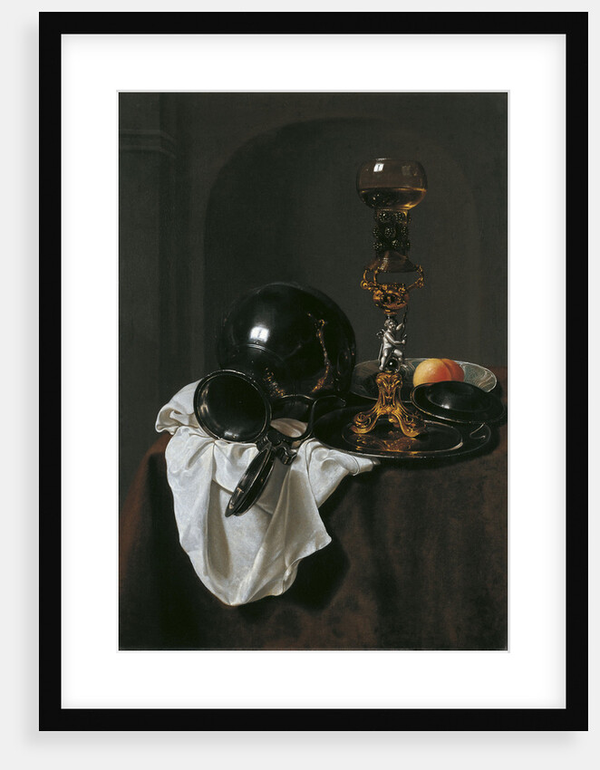 Still Life with glass of wine and pewter jug by Jan Jansz. Treck